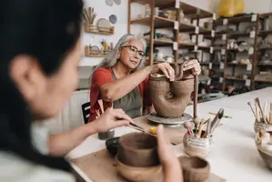 Older woman in ceramics class
