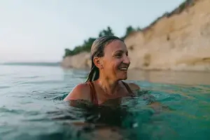 Woman swimming in the sea